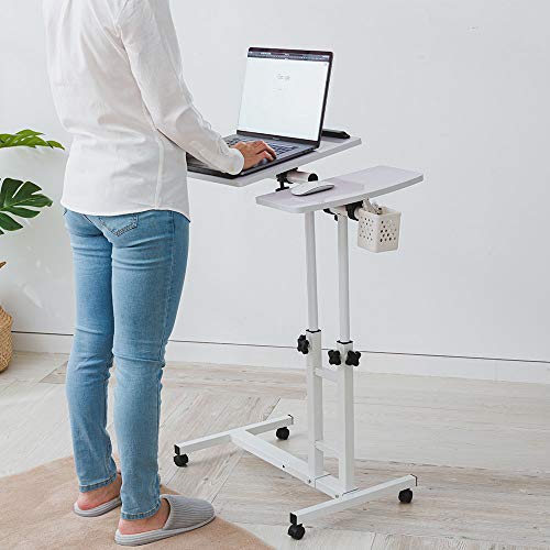 Adjustable Laptop Desk, White | Wheels - color: White