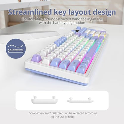Owpkeenthy 96% Membrane Keyboard Wireless, 100% Quiet Mechanical Feeling Gaming Keyboard Gasket RGB Keyboard with Knob & Number Pad Triple Mode Bluetooth 5.0/2.4G/Wired for Laptop Desktop(98 Blue) - color: 98 Blue