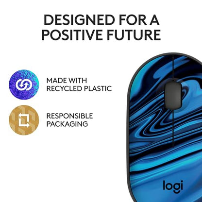 Logitech M340 Wireless Mouse with Limited Edition Prints, USB Receiver and Silent Clicks, Portable Wireless Mouse for Laptop, PC, Windows, Chrome, Surface – Blue Galaxy - color: Blue Galaxy