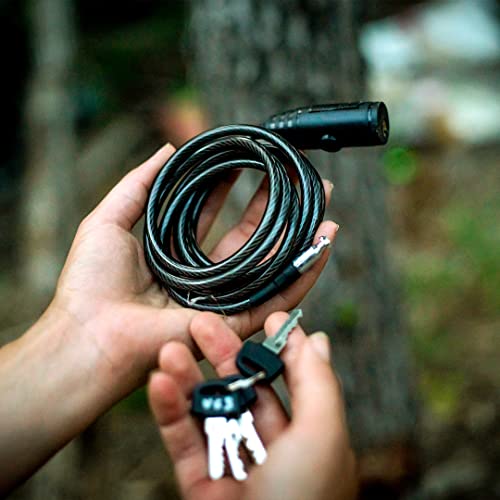 Vosker 2 Keys Cable Lock for Security Cameras | 6 Feet Long Flexible Braided Steel | Universal Locking Cable and Flexible Lock Cable (Protection Box Support)