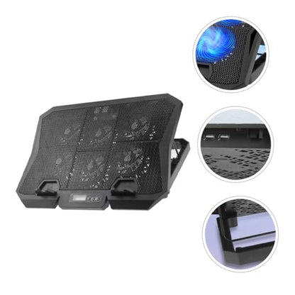 HOMSFOU Laptop Cooling Pad with 6 Quiet Fans 15.6 Inch Adjustable Speed Blue Light Laptop Stand Cooler for Gaming and Office Use