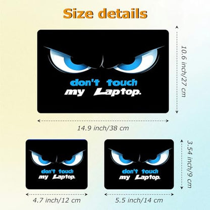 Universal Laptop Skin Sticker with 2 Wrist Pad Decals, 3-Piece Removable Vinyl Laptop Cover, Don't Touch Waterproof Anti-Scratch, Easy-Trim Fit for 13.3" 14" 15.6" Laptops - color: Don't Touch