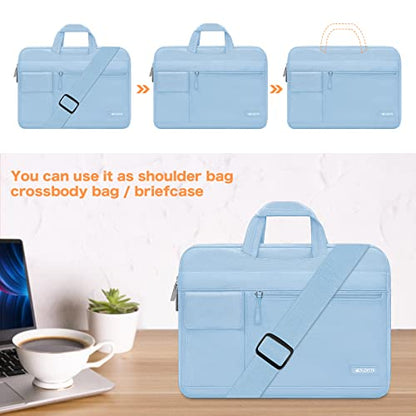 MOSISO Laptop Shoulder Bag Compatible with MacBook Pro 16 inch M5 M4 M3 M2 M1 2026-2019/Pro 15 A1398, HP Acer Dell Lenovo ASUS Notebook,Polyester Flapover Briefcase Sleeve Case, Airy Blue - color: Airy Blue, size: 16 inch