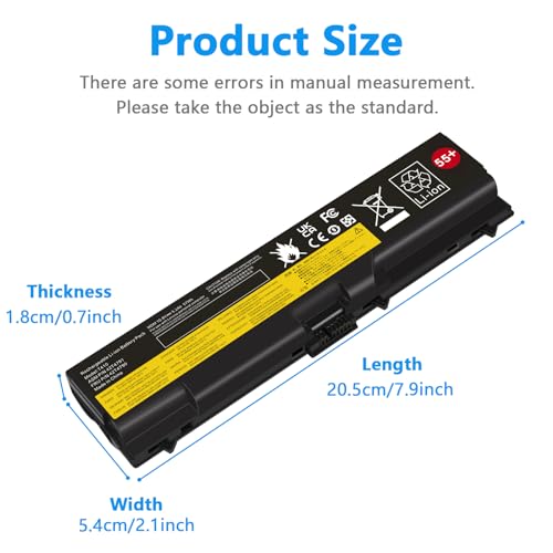 Battery for Lenovo ThinkPad E40 E50 E420 E425 E520 E525 L410 L412 L420 L421 L510 L512 L520 SL410 2842 SL510 T410 T410i T420 T510 T520 W510 W520 ThinkPad Edge 14" 05787UJ 05787VJ 05787WJ 05787XJ - size: 7.9x2.1x0.7inch T410