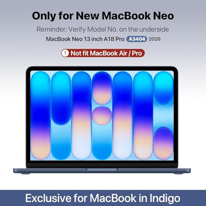 for MacBook Neo Case 13 inch | 2026 New | Scratch & Fingerprint Resistant 100% Match Official Color | Matte Hard Shell Blue Cover for A3404 - Indigo Clear - color: Frosted Blue