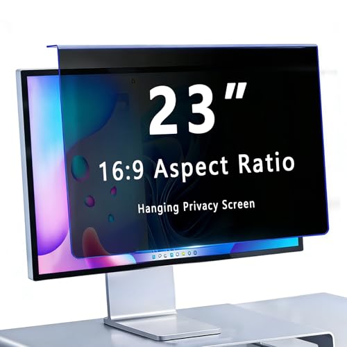 Hanging Privacy Screen Filter for 23" 16:9 Widescreen Computer Monitor, Anti-Peep & Blue Light Blocking, ±30° Privacy Shield, Eye Protection for Office & Data Security (23" 16:09 (524×306mm)) - size: 23"16:09 (524×306mm)