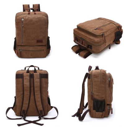 Executive Canvas Backpack for Heavy Duty Notebook Travel, Khaki