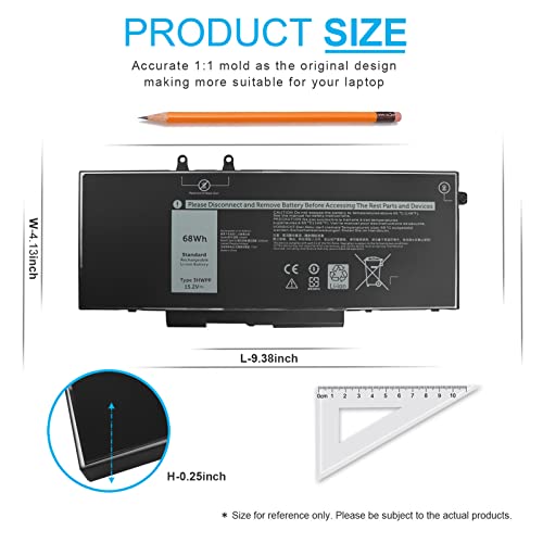 68Wh 3HWPP 15.2V Battery for Dell Latitude 5501 5510 5511 5401 5410 5411 E5410 E5510 E5401 E5501 E5411 E5511 Precision 3551 3541 for Inspiron 17 7500 7506 2-in-1 Black 451-BCMN 10X1J N2NLL 1VY7F 3YNXM - size: 68Wh 3HWPP 15.2V
