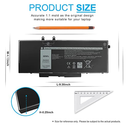 68Wh 3HWPP 15.2V Battery for Dell Latitude 5501 5510 5511 5401 5410 5411 E5410 E5510 E5401 E5501 E5411 E5511 Precision 3551 3541 for Inspiron 17 7500 7506 2-in-1 Black 451-BCMN 10X1J N2NLL 1VY7F 3YNXM - size: 68Wh 3HWPP 15.2V