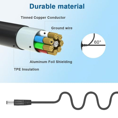 15V 3A Power Supply Charger AC/DC Adapter, 45W Switching Power Adapter with 5.5mm x 2.5mm/2.1mm DC Plug for Bluetooth Speaker, Security Camera, Projector
