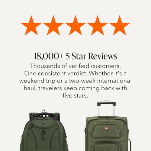 SWISSGEAR Sion 2-Piece Travel Set, Softside Expandable Carry-On Spinner Bundled with 1900 ScanSmart 17" Laptop Backpack with RFID Blocking & Tech Organization, Evergreen - color: Everrgreen, size: 2-Piece Set (Carry-On/Backpack)
