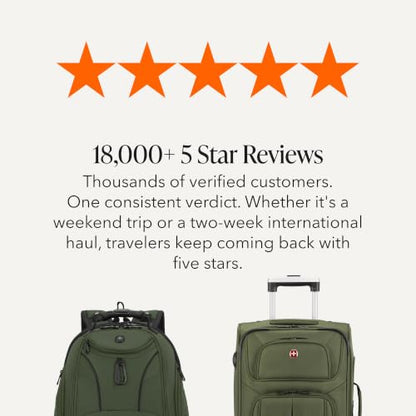 SWISSGEAR Sion 2-Piece Travel Set, Softside Expandable Carry-On Spinner Bundled with 1900 ScanSmart 17" Laptop Backpack with RFID Blocking & Tech Organization, Evergreen - color: Everrgreen, size: 2-Piece Set (Carry-On/Backpack)