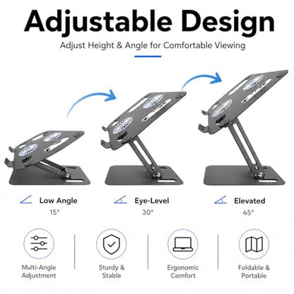 Adjustable Laptop Stand for Desk,Office and Home Foldable Laptop Riser Holder with Cooling Fan