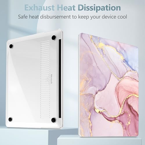 Mektron Printed Case for 2025 Microsoft Surface Laptop Windows 11 Copilot+ PC Surface Laptop 13 inch Touchscreen Display Cover Fits Model 2095, Pink Marble - color: Pink Marble