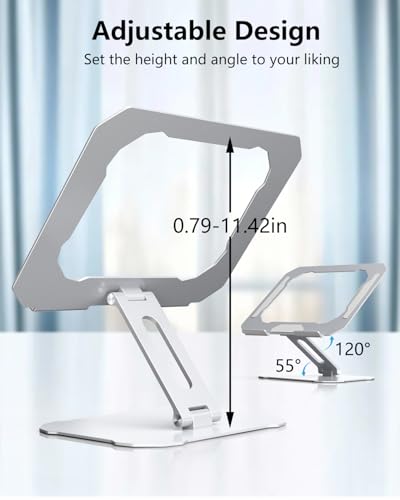 Laptop Stand for Desk, Ergonomic Adjustable Laptop Riser Holder, Foldable Portable Computer Notebook Stand Compatible with 10-16” MacBook Pro/Air, Dell, HP (Silver)