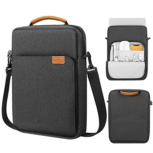 MoKo 15 Inch Laptop Sleeve Bag Carrying Case with Shoulder Strap Handle | Fits Mac Air 15-inch M5, Mac Pro 14-inch M5/M5 Pro/M5 Max and Galaxy Tab S9 Utra 14.6-inch, Black & Gray - color: Black & Gray, size: 15 inch