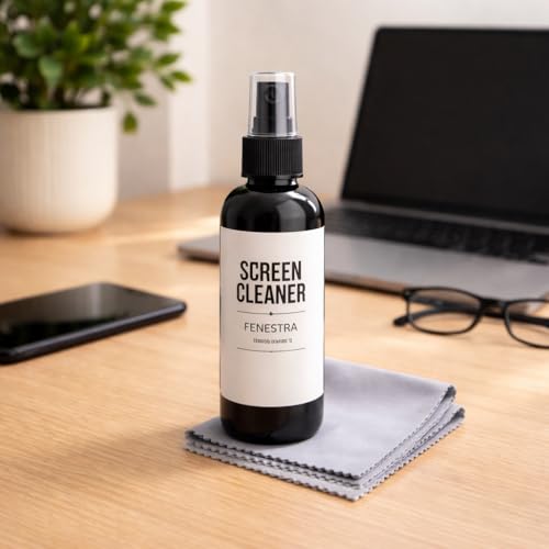 Fenestra Screen Cleaner Spray Kit – 4 oz Premium Screen Cleaning Solution with Microfiber Cloth – Safe for Phones, Laptops, Tablets, TVs and Electronics