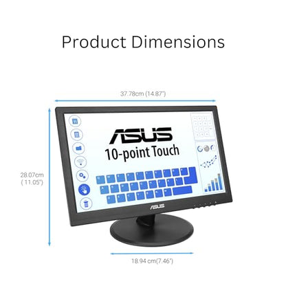ASUS 15.6” 1080P Touch Monitor (VT169HE) - Full HD, 10-Point Touchscreen, IPS, Wide Viewing Angle, Frameless, Eye Care, Flicker Free, Low Blue Light, HDMI, Windows 11 Compliance, VESA Mountable - style: 16" IPS Touch