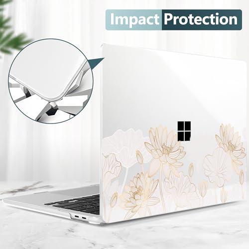 Batianda Case for Microsoft Surface Laptop 13 inch 2025 2026, Gold Lotus | Fits Model 2095, Artistic Patterns Ultra-Slim Lightweight Scratch-Resistant Hard Shell with Professional Protection - color: Gold Lotus