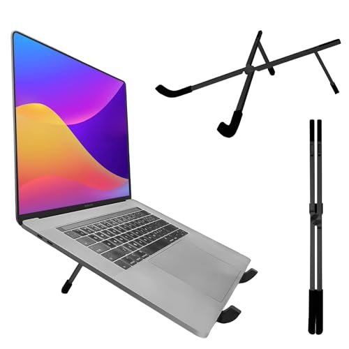 Protable Laptop Stand for Desk,Foldable Laptop Riser Holder,Ventilated Cooling Notebook Mount Computer Stand for 10-15.6” Laptops,Tablets，Aluminum (Black) - color: Black