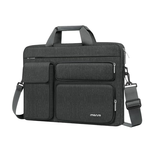 MOSISO Laptop Shoulder Bag 16 inch, 15-15.6 inch Computer Bag | Compatible with MacBook Pro 16 inch, HP, Dell, Lenovo with 2 Raised&1 Flapover&1 Horizontal Pocket&Handle&Belt, Charcoal Gray - color: Charcoal Gray, size: 16 inch