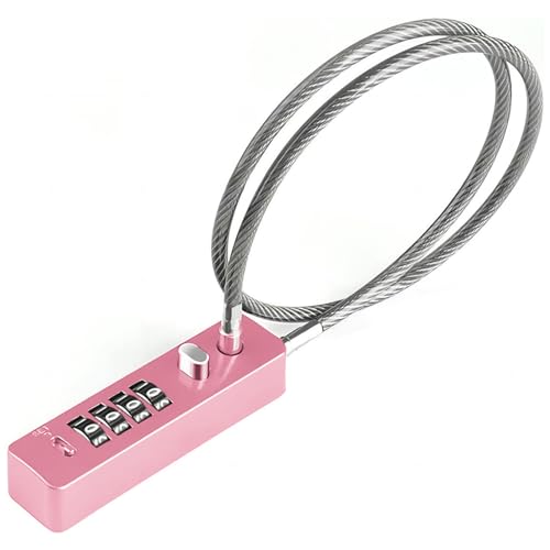Combination Cable Outdoor Gate Locker Locks, 23-3/5 Inches, 60 kg Capacity Anti-Scratch Flexible Locking Cable for Fence Gates, Bikes, Cabinets, Lockers (Pink) - color: Pink, size: 904T-23.6"