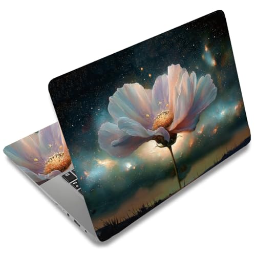 SUPERDANT 3Pcs Laptop Sticker Skin Cover Decal Removable Reusable PVC Material with Unique Starry Sky Flower Design Waterproof for School College Work Office Personalization Use