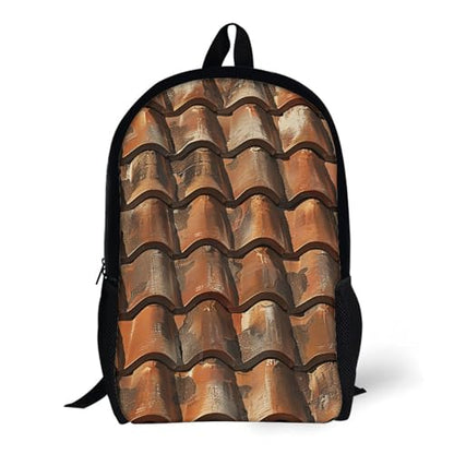 17-Inch Laptop Backpack Water-Resistant Brown Tile Roof Daypack with Shoulder Strap Lightweight Casual Rucksack for Travel Commuter Hiking Outdoor Activities 20l Black