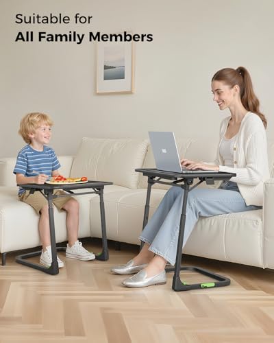 SAIJI Folding TV Tray Table, Height & Tilt Adjustable Sturdy TV Dinner Tray Tables, Multifunction Foldable Trays for Eating, Working, Crafting on Couch & Bed, Living Room Laptop Desk - size: Large