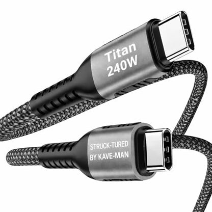USB C to USB C Cable, 240W Fast Charging Cable | PD 3.1 Cable with Nylon Braided Design & E-Marker Chip | Kave-Series Titan 240