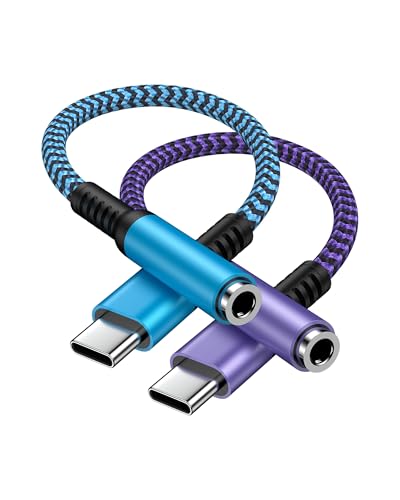 USB C to 3.5mm Female Headphone Jack Adapter 2Pack, HiFi Audio Dongle USB-C | Dongle for iPhone 17/16/15 Pro Series, USB Type C to 3.5mm Aux Audio Adapter for Samsung Galaxy S26/S25, iPad Pro, Pixel 10/9 - color: Blue, Purple