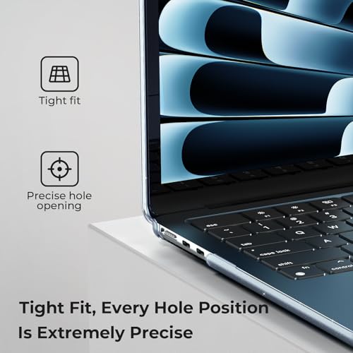 EooCoo Case for MacBook Air 15 inch M5 M4 M3 M2 2026-2023, Sparkly SkyBlue | Easy to Install, Sturdy, Plastic Hard Shell Case & Keyboard Cover & Screen Protector, Model: A3448 A3241 A3114 A2941 - color: Sparkly SkyBlue