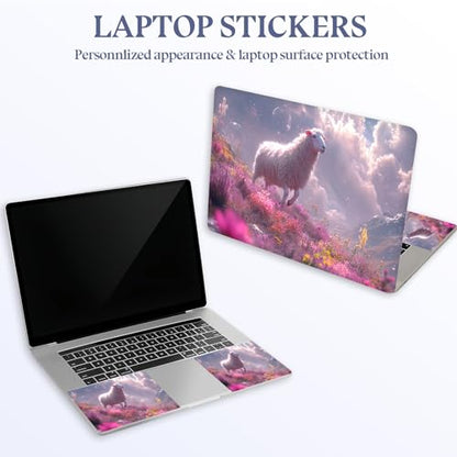 Universal Laptop Skin Sticker Decal,15.6 Inch Laptop Vinyl Cover for 13" 14" 15.6" Laptop,Scratch-Resistant Waterproof Protector Wrap,Reusable with Wrist Pads,Pink Field Sheep - color: Pink Field Sheep