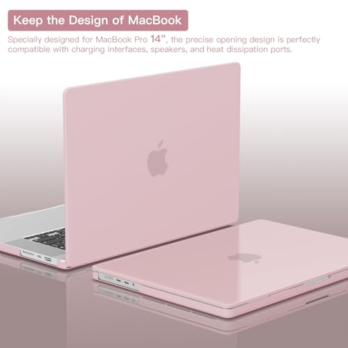 CISSOOK Frosted Baby Pink Case for MacBook Pro 14 inch 2021-2026, Hard Shell Case Keyboard Cover USB Adapter for MacBook Pro 14 A3434 A3427 A3426 A3112 A3185 A3401 M1-M5 Chip, Baby Pink - color: Pro14inch-Baby Pink