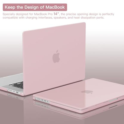 CISSOOK Frosted Baby Pink Case for MacBook Pro 14 inch 2021-2026, Hard Shell Case Keyboard Cover USB Adapter for MacBook Pro 14 A3434 A3427 A3426 A3112 A3185 A3401 M1-M5 Chip, Baby Pink - color: Pro14inch-Baby Pink