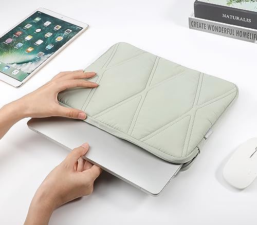 Voova Puffy Laptop Sleeve Case 13 13.6 Inch Compatible with MacBook Air 13 M1/M2/M3/M4 2020-2025, MacBook Pro 13/14, IPad Air/Pro 13, Cute Computer Cover Bag with Accessories Pouch, Mint Green - color: Mint Green, size: 13-13.6 Inch