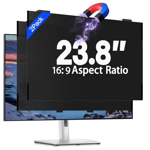 2 Pack 23.8 Inch Magnetic Computer Privacy Screen Filter for Monitor 16:9 Aspect Ratio, Removable Hanging Privacy Screen Shield, Anti Blue Light Filter, Anti-Glare Protector - size: Magnetic 2Pack 23.8 inch (16:9)