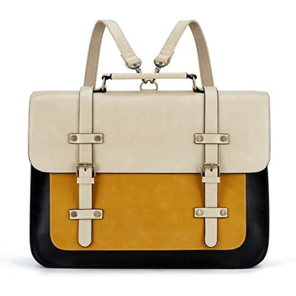 ECOSUSI Laptop Bag for Women Vegan Leather Messenger Bag Fashion Briefcase Computer Satchel Bag - color: Black