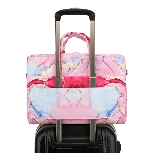 Muti-Pockets Laptop Case Bag,Rebound Bubble Cushioned Laptop Briefcase Shoulder Bag Fits 15.6 inch-16 inch Laptop(Pink Marble) - color: Pink Marble(muti-pockets)