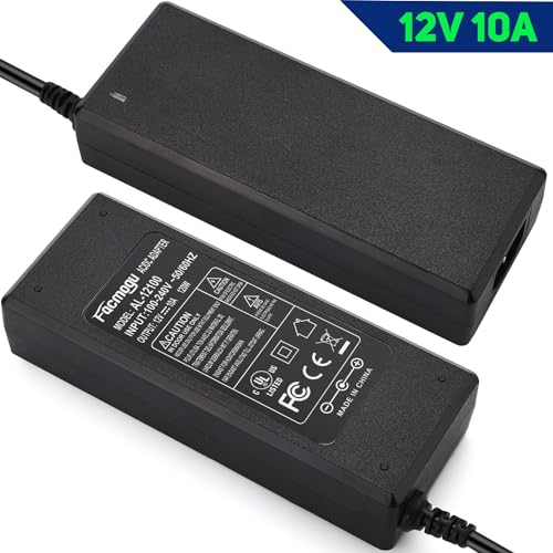 Facmogu 12V 10A Power Supply AC to DC Adapter, AC to DC Converter 100V-240V to 12V 10A 120W, 12 Volts 10 Amps Power Transformer 5.5x2.5mm & 5.5x2.1mm Tip, Desktop Regulated Power Adapter - size: 12V 10A (2 Prong Plug)
