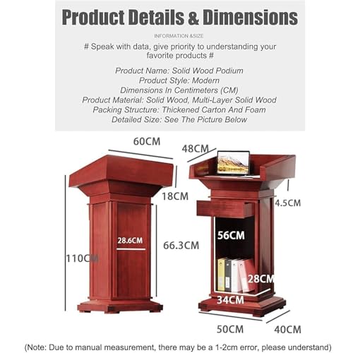 Black Lectern for Churches Wooden Podium Stand Wide Reception Table Pulpit Desk with Storage Floor-Standing Hostess Stand Office