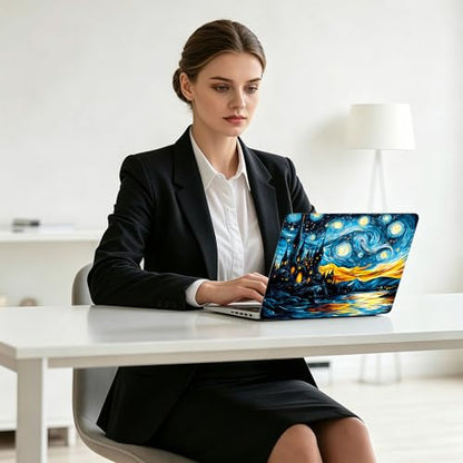 Universal Laptop Skin Decal, 3-Piece Vinyl Protector for 12 13 14 15.6" Notebook, Waterproof Anti-Scratch, Easy Trim & Bubble-Free Finish, Night Sky with Swirling Stars - color: Night Sky with Swirling Stars