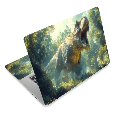 Laptop Skin Sticker Decal for 12 13 13.3 14 15 15.6 in, Universal Vinyl Waterresistant Protector Cover for Notebook PC Netbook, Computer Decor for Women Girls Jurassic Forest Rex - color: Jurassic Forest Rex