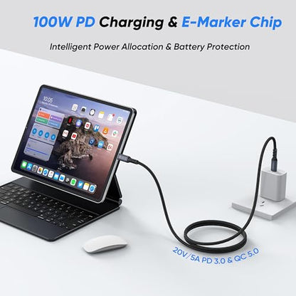USB C Monitor Cable 3FT, 4K@60Hz Display Video, USB C 3.2 Gen 2x2 with 20Gbps High Speed Data Transfer, 100W Fast Charging Cord for Monitor, Laptop, Phone, Portable SSD, Dock