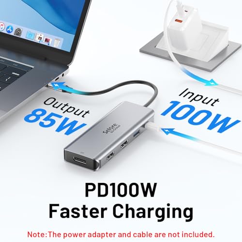 USB C Docking Station Dual HDMI Monitor Adapter 9 in 1 Triple Display Hub | Dual HDMI, Displayport, SD/microSD Card Reader, 2 USB 2.0, 1 USB 3.0, 100W PD, for USB C Thunderbolt 3/4 Laptops - color: Grey