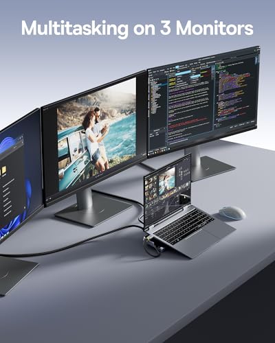 Baseus Laptop Docking Station Stand, 12 in 1 Triple 4K Display HDMI/DP, 10Gbps USB A/C Fast Data, PD 100W, Ethernet, TF/SD, USB C Docking Station with Stand for Windows/Dell/HP/Lenovo/Asus/Acer/Mac