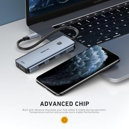 Docking Station USB C to Dual HDMI Adapter, MOKiN USB C Hub Dual HDMI Monitors for Windows, USBC Adapter with 2 HDMI, 3 USB Ports, PD Compatible with Dell XPS 13/15, Lenovo Yoga,etc