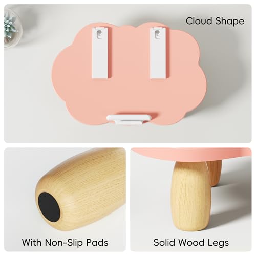 AFOOYO Adjustable Wood Laptop Stand, Ergonomic Height Angles Computer Stand, Cloud-Shaped Holder Riser Notebook Stand for Desk Compatible with Air, Pro, Dell, HP, Lenovo More 10-17.3" Laptops, Pink - color: Pink