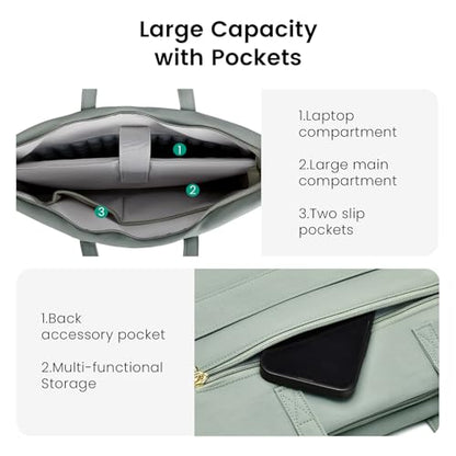 Laptop Bag for Women/Men, Water-Repellent Fabric, Compatible MacBook Pro 16 Inch, 15.6 Inch HP, Dell, Acer Aspire, Asus Notebook, Lightweight Laptop Shoulder Bag Carrying Case, Mint Green - color: Mint Green, size: 15-16inch