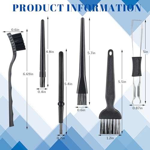 SIMPOR 6 Pcs Anti Static Brush Set with Keycap Puller, PC Computer Electronics Keyboard Cleaning Kit, Nylon Keyboard Cleaning Brush Cleaner for Mechanical Keyboard, PCB, Camera, Car Vents